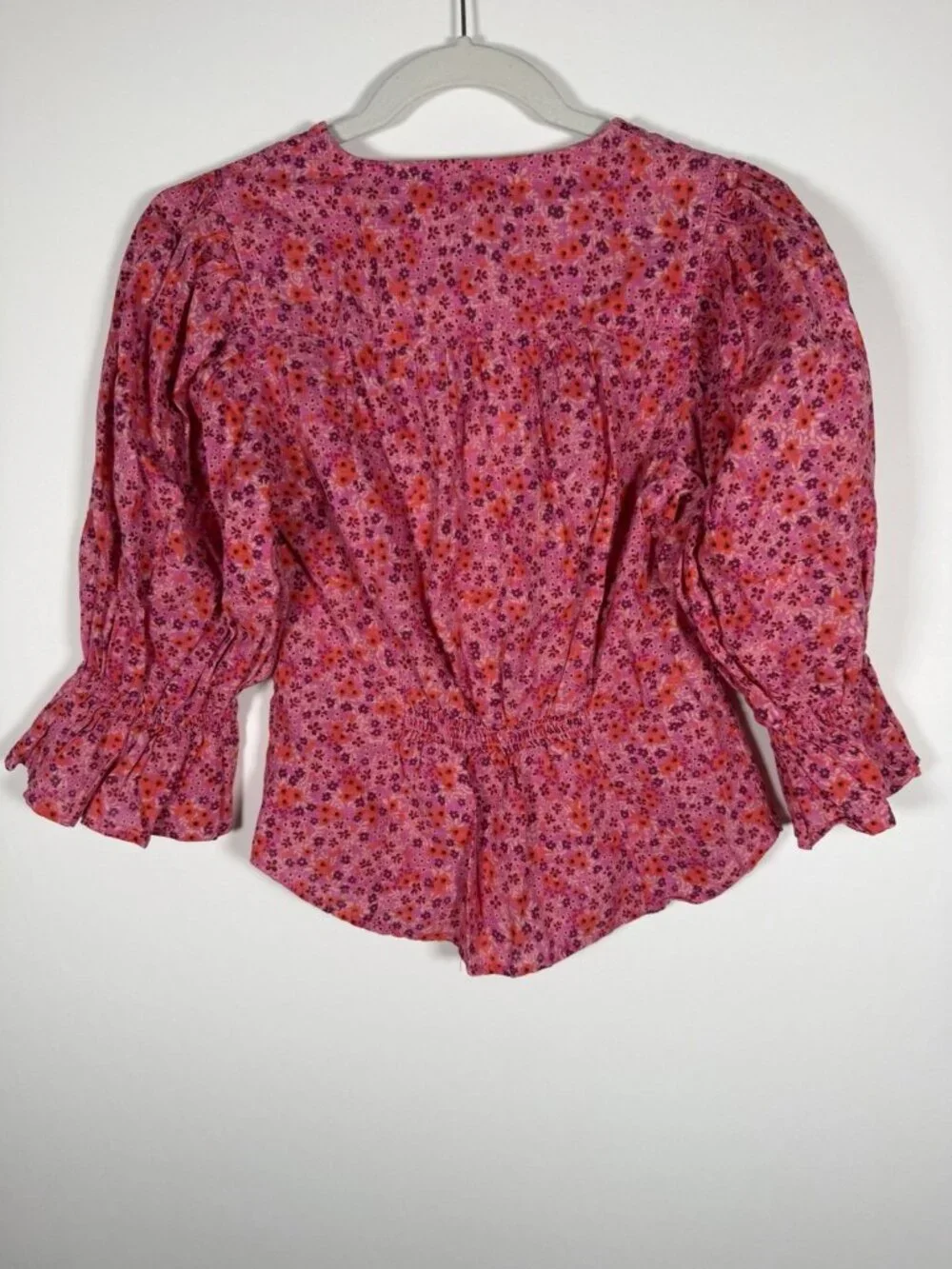 Free People I Found You floral print Ren Faire boho puff sleeve cottage XS shirt